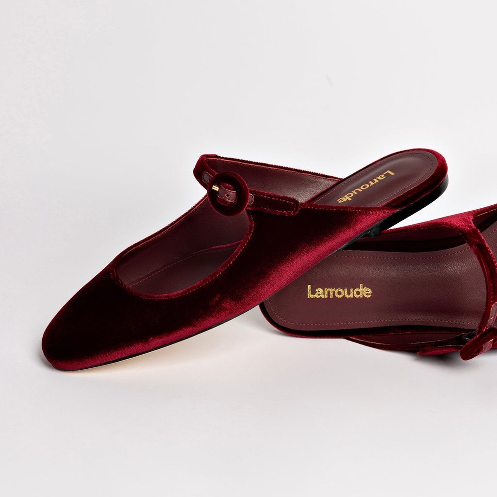 LARROUDÉ Blair Leather + Velvet Mules
